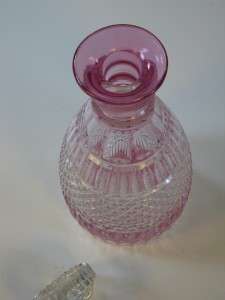 Antique Bohemian Glass Ruby Overlay Cut Glass Decanter  