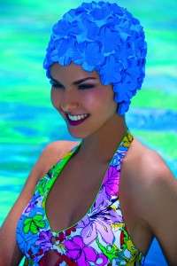 Be seen in style with this vintage style flower petal bathing cap
