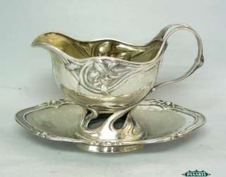 Art Nouveau 800 Silver Sauce Boat Posen Germany Ca 1900  