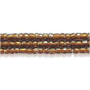  Czech 3 Cut Style Seed Glass Bead, Size 9/0, Silver Lined Root Beer 