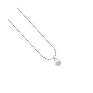  3 D White Volleyball   Silver Plated Ball Chain Charm 