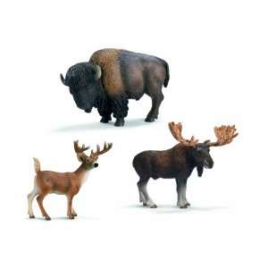  Schleich North America Moose Bison Buck Set Toys & Games