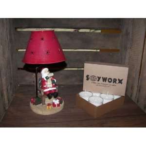  Soyworx Unscented Tealights Candles & Santa Tealight Lamp 