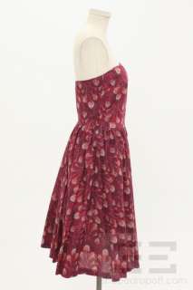 Cynthia Rowley Multicolor Silk Peacock Feather Print Strapless Dress 