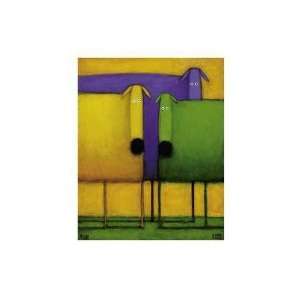  Yellow Green And Purple Dogs Poster Print