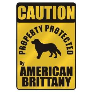   PROTECTED BY AMERICAN BRITTANY  PARKING SIGN DOG