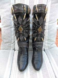 SACHA OF LONDON BEJEWELED STUDDED BOOTS SZ 7 1/2 M  