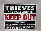 reprod porcelain keep out winchester smith wesson sign 8 x10