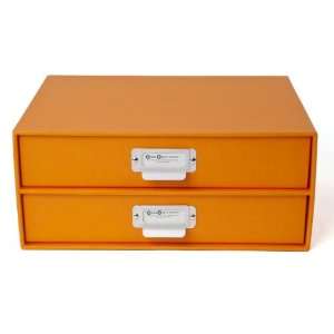  Bigso Birger File Box, 2 Drawers, Orange