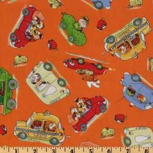  44 Wide Busytown Traffic Toss Orange Fabric By The Yard 