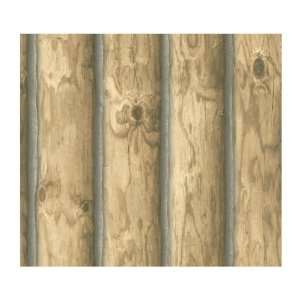   Lake Forest Lodge Mountain Logs Wallpaper, Light Brown Home
