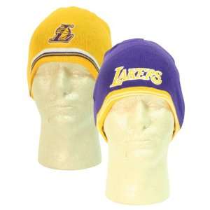  Los Angeles Lakers Reversible Winter Knit Hat   Purple 