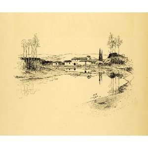 1925 Wood Engraving Arno Landscape Empoli Pilgrims Progress Joseph 