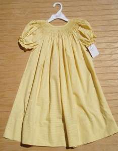 NWT Boutique ROSALINA Yellow Check Gingham Ready to Smock Bishop Dress 