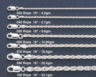Silver .925 Rope 3.0mm 070 Bracelet or Necklace  