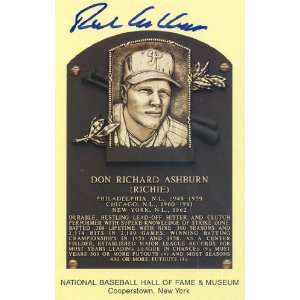  Richie Ashburn Autographed Baseball HOF Plaque   Post 
