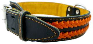 Braided Black Leather Dog Collar 21 27 XLarge 1.75  