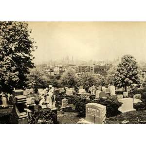 1939 Print Brooklyn Greenwood Cemetery Grave Baillie Cityscape Norman 