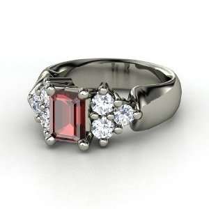  Astrid Ring, Emerald Cut Red Garnet Sterling Silver Ring 