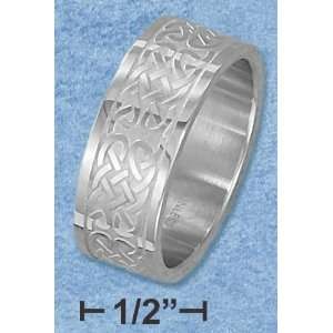   STEEL 9MM MENS BRUSHED BAND WITH DOUBLE ROW CELTIC DESIGN Jewelry