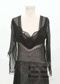 Alessandro DellAcqua Black Crepe Silk & Lace Sheer Dress Size 42 