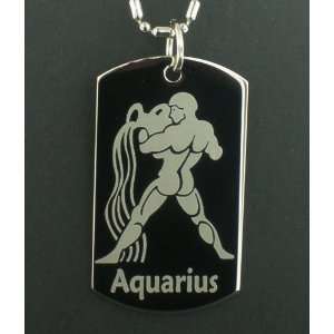  Zodiac Star Aquarius Dogtag Pendant Necklace Everything 