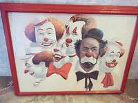 Vintage collectible print signed 1979 Robert Owen Clowns  