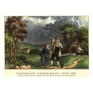 Benjamin Franklin and Kite, 1876 Giclee Poster Print 