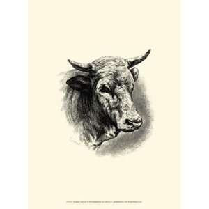  Antique Cattle II by F Lehnert 10x13