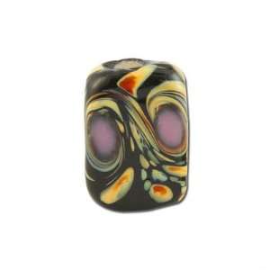   Black and Gold Swirl Lampwork Rondelle Beads Arts, Crafts & Sewing