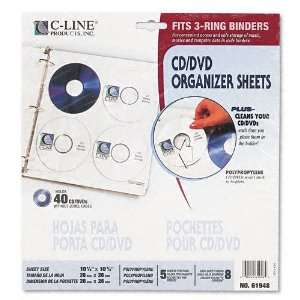  C Line  Two Sided CD/DVD Refill Pages for Ring Binder Kit 