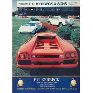  1991 Ad Red Lamborghini Diablo Car Kerbeck Palmyra NJ 