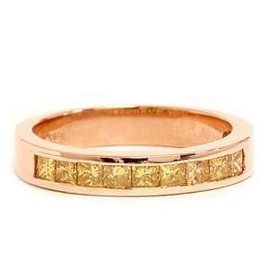   .50CT CHANNEL SET YELLOW DIAMOND WEDDING BAND 14K ROSE GOLD Jewelry
