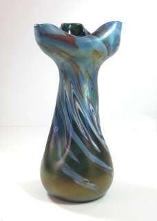 Rindskopf Loatz type Bohemian Iridescent Art Glass Vase Antique 19th C 