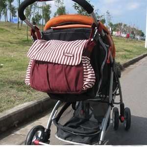 COSMOS Burgundy Baby Diaper Nappy Shoulder Stroller Shopping Bag Zip 