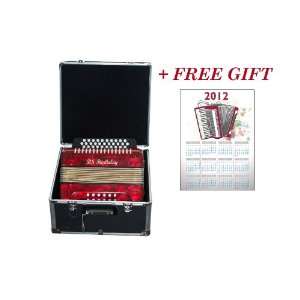   31 Button/12 Bass Diatonic Deluxe Accordion   Red Musical Instruments