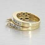   14k Yellow Gold Channel Set Diamond Engagement Wedding Ring & Band Set