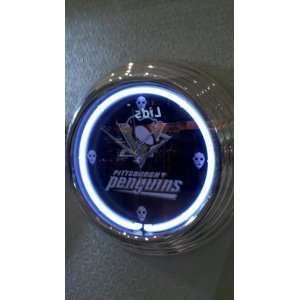    Pittsburgh Penguins 18 Goalie Mask Neon Clock