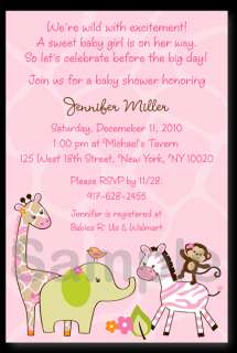 Jungle Jill Girl Baby Shower Invitation Print Your Own  