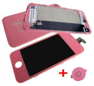 Pink Digitizer LCD Assembly+Housing+Button for Iphone 4  