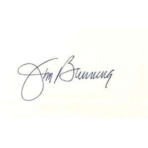 Jim Bunning Autographed 3x5 Card   Detroit Tigers  Sports 