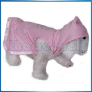 Pink Hoodie Dog Pet Puppy Dress Clothes Coat Skull New  