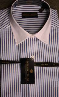 Donald Trump Blue & White Stripe French Cuff Shirt  