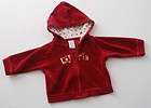 Gymboree Cute as a Button CUTIE Red Velour Hoody Jacket