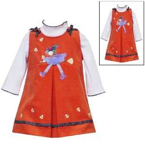   Piece ORANGE SPLIT FRONT WITCH Halloween Theme Jumper Dress Set Baby