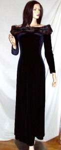 Vintage Cachet Black Faux Fur Velveteen Dress 10  