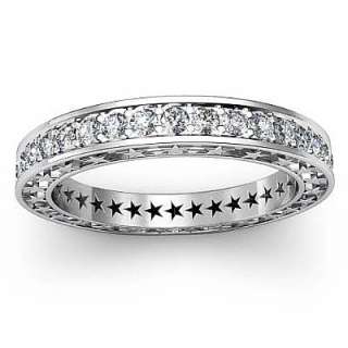   New Diamond Wedding Ring Eternity Band 14k White Gold sz7.75  