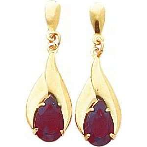    14K Yellow Gold Garnet Dangle Earrings Jewelry New Jewelry