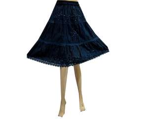 New Fashion Skirt Boho Royal Blue Indian Designer Cotton Skirt Knee 