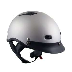  DOT Outlaw Flat Silver Vented Half Face Motorcycle Helmets 